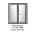 1244 x 2030mm full pane door with two equal leaves